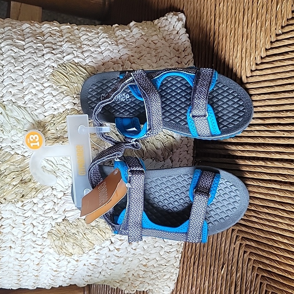 Gymboree adjustable sandals, blue, gray, size 13